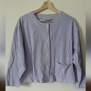 Vtg Fresh Produce Women's Small Cardigan Lavender Purple Flower Buttons